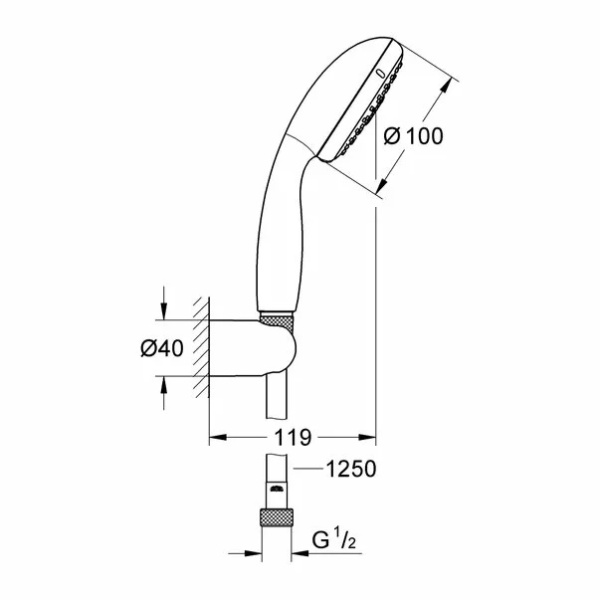 Set de dus Grohe Tempesta 100 cu porter crom lucios - Img 2