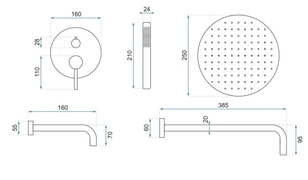 Set de dus incastrat REA Lungo, Design Elegant, Culoare Cooper Auriu+ BOX - Img 10