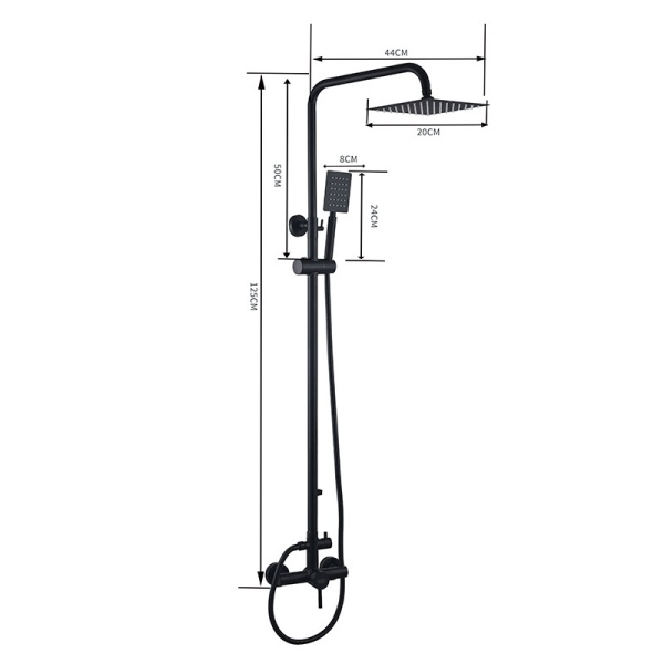 Set de dus tip ploaie Milton Negru pentru baie - Img 11