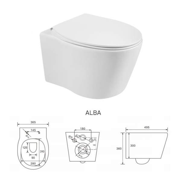 Set Vas WC PRO GROHE, Montaj Suspendat, Ceramica Sanitara, Vas WC ALBA RIMLESS + Capac Soft-Close SLIM Inclus + Cadru + Clapeta - Img 5