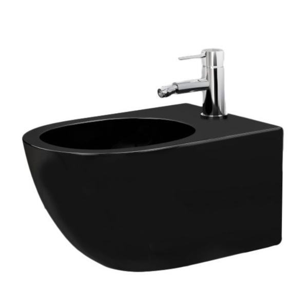 SET Vas WC REA CARLO Mini Rimless, Suspendat, Ceramica Sanitara, 49.5 X 37 X 35.5 cm, Capac Soft-Close Inclus, Negru Mat - Img 5