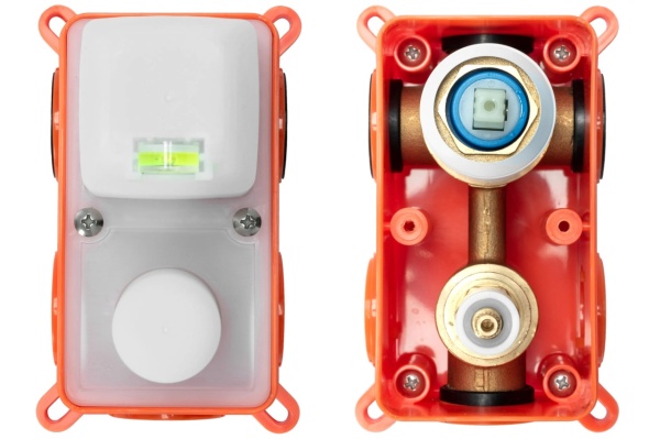 Sistem Complet De Dus REA LUNGO ALB + BOX, Montaj In Perete, Para Rotunda Tip Ploaie 25x25 Cm, 2 Functii De Curgere A Apei, Alb Mat - Img 6