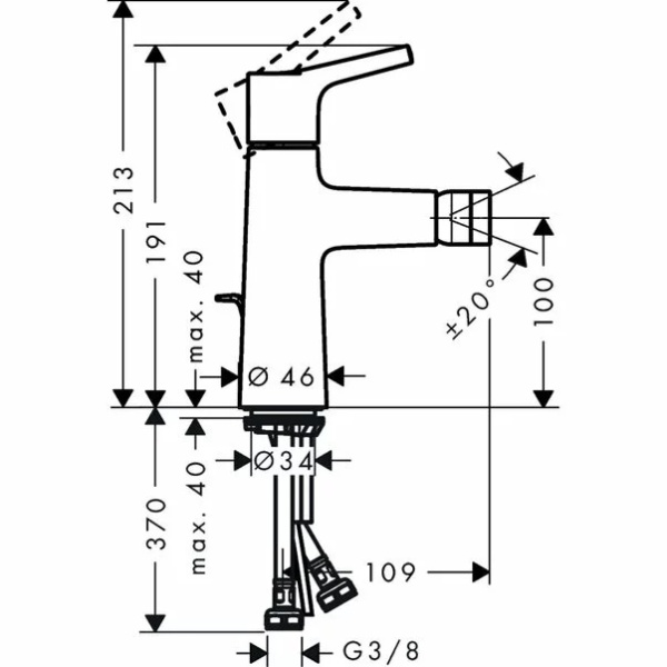 Baterie bideu Hansgrohe Talis S monocomanda crom lucios - Img 2