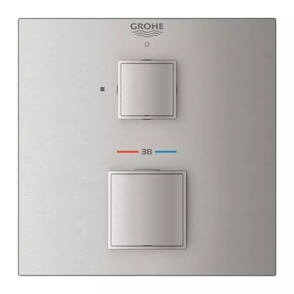 Baterie dus incastrata Grohtherm Cube termostatata crom periat Supersteel fara corp ingropat - Img 3