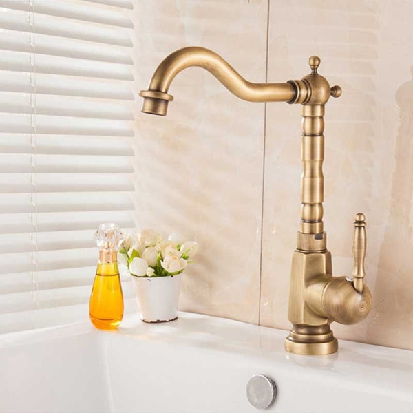 Baterie lavoar/bucatarie REA BONA OLD GOLD, Montaj pe blat, inaltime 28 cm - Img 11