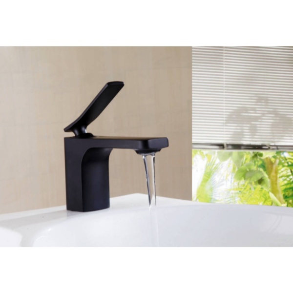 Baterie lavoar PRO NEGRO 4421BL-P Black, Montaj pe lavoar, inaltime12 cm, finisaj Negru Mat - Img 3