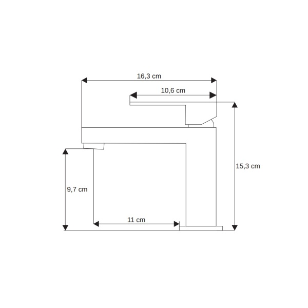 Baterie lavoar PRO QUADRO BLACK Low, Montaj pe lavoar, inaltime 15,3 cm, finisaj Negru Mat - Img 4