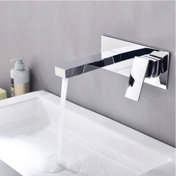 Baterie lavoar PRO QUADRO SILVER,montaj incastrat in perete, finisaj Crom , design minimalist - Img 4