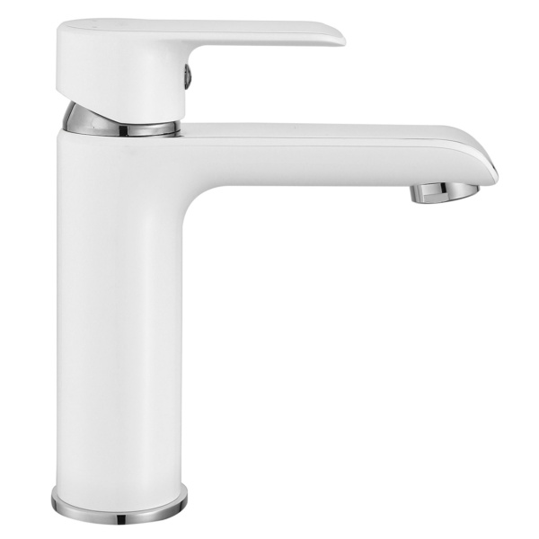 Baterie Lavoar REA BLOOM WHITE CHROM LOW, Montaj Pe Blat, Capat Fix, Inaltime 17 Cm, Finisaj Alb/Crom - Img 4