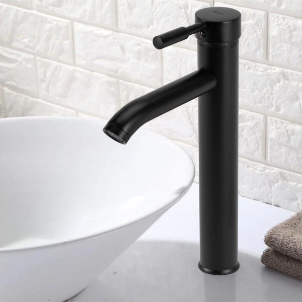 Baterie lavoar REA GRAF BLACK High, Montaj pe blat, inaltime 30.5 cm, finisaj Negru Mat - Img 3