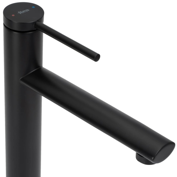 Baterie Lavoar REA OVAL BLACK HIGH, Montaj Pe Blat, Capat Fix, Monocomanda, Inaltime 27 Cm, Culoare Negru, Finisaj Mat - Img 3