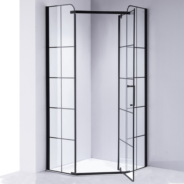 Cabina de dus BS06C Pentagonala , Design Modern 100x100cm, Culoare Negru - Img 4