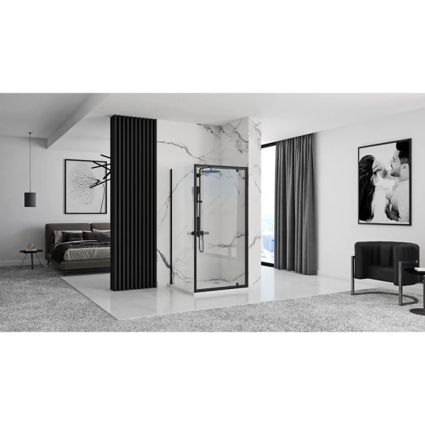 Cabina de dus cu usa pivotanta Rea Rapid Swing 70x80, Negru - Img 2
