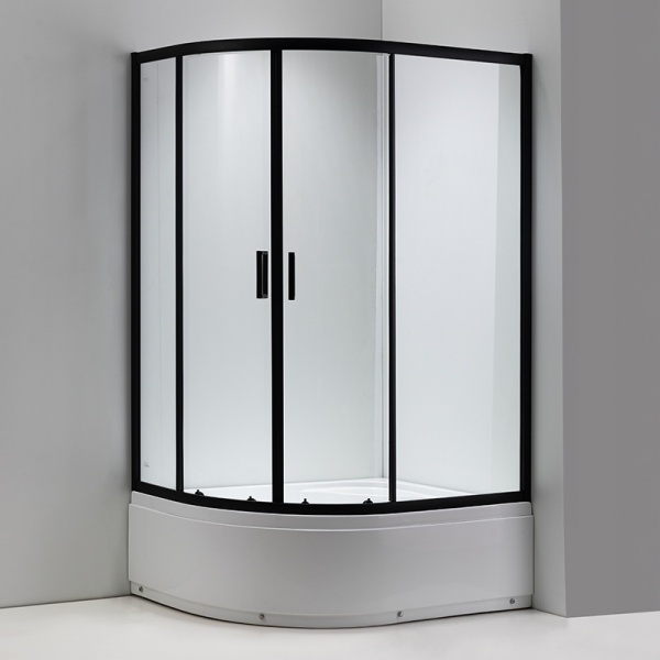 Cabina de dus din sticla securizata 5mm cu rame negre si cadita alba inclusa montaj stanga 115 x 85 cm - Img 4