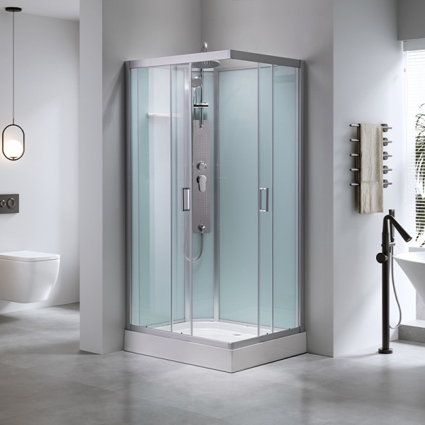 Cabina de dus dreptunghiulara cu hidromasaj si cadita inclusa montaj dreapta Alma 100 x 80 cm - Img 2