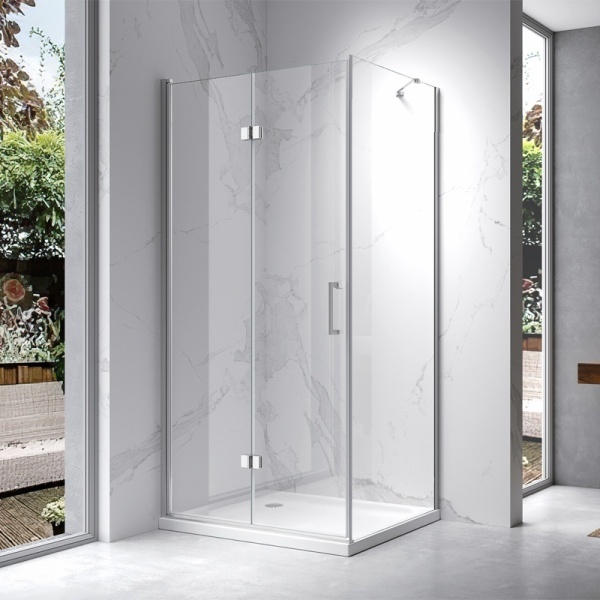 Cabina de dus dreptunghiulara din sticla securizata si rame cromate KZ20D 100 x 90 cm - Img 2