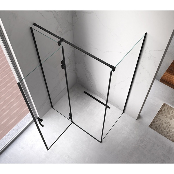 Cabina de dus dreptunghiulara din sticla securizata si rame negre KZ03C 120 x 90 cm - Img 3