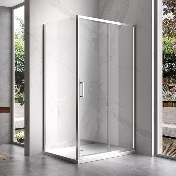 Cabina de dus Dreptunghiulara KZ103C, Dimensiune 120x80cm, Culoare Crom+Cadita de dus SXL03E negru - Img 2