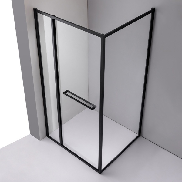 Cabina de dus KIRA Dreptunghiulara 90x80cm, Design Modern, Culoare Negru - Img 4