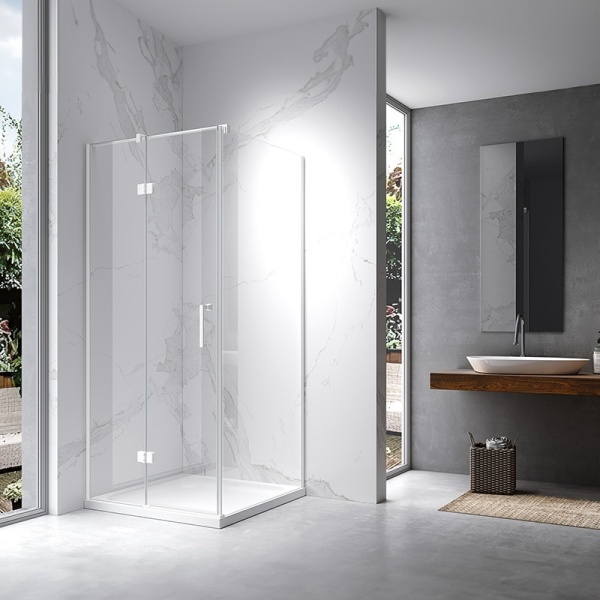 Cabina de dus KZ01D Patrata, Design Modern 100x100cm, Culoare Alb - Img 4