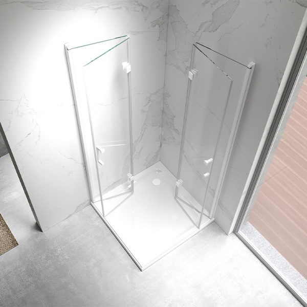 Cabina de dus KZ08C Patrata, Dimensiune 90x90cm, Usi Pliabile, Culoare Alb - Img 4