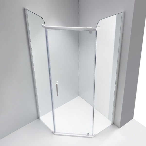Cabina de dus KZ91A Pentagonala, Design Modern 80x80cm, Culoare Alb - Img 4