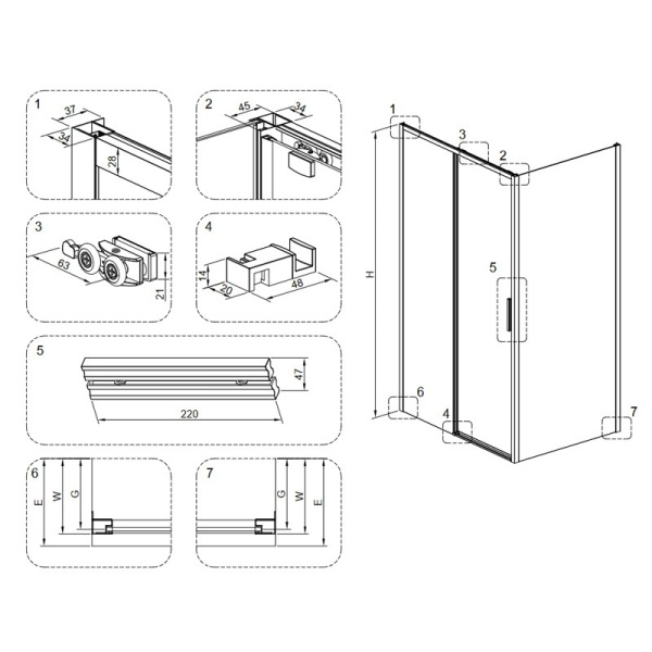 Cabina de dus NOVA Super slim, Dimensiune 100x80cm, Sticla securizata 6mm, Culoare Crom - Img 5