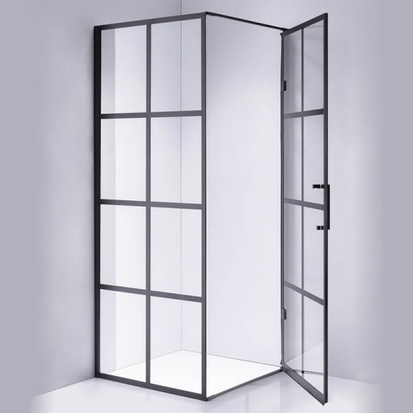 Cabina de dus patrata cu rama neagra si sticla fumurie BS10A 80 x 80 cm - Img 5