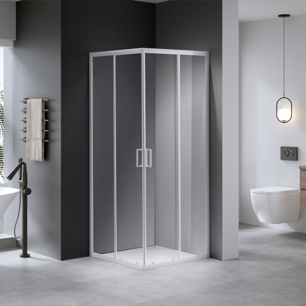 Cabina de dus patrata din sticla securizata si rame cromate KZ93A 80 x 80 cm - Img 2