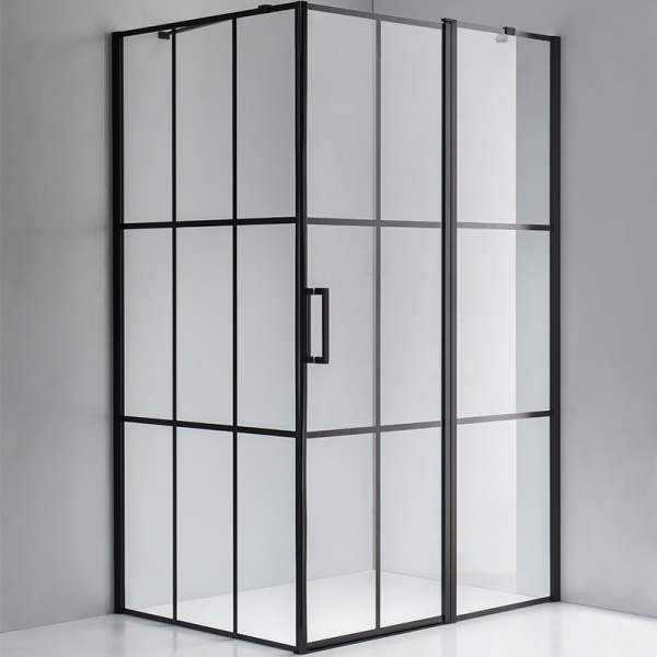 Cabina de dus rectangulara cu rame negre si sticla securizata 6 mm BS02C 120 x 80 cm - Img 2