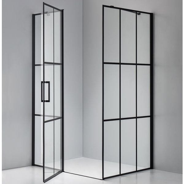 Cabina de dus rectangulara cu rame negre si sticla securizata 6 mm BS02C 120 x 80 cm - Img 6