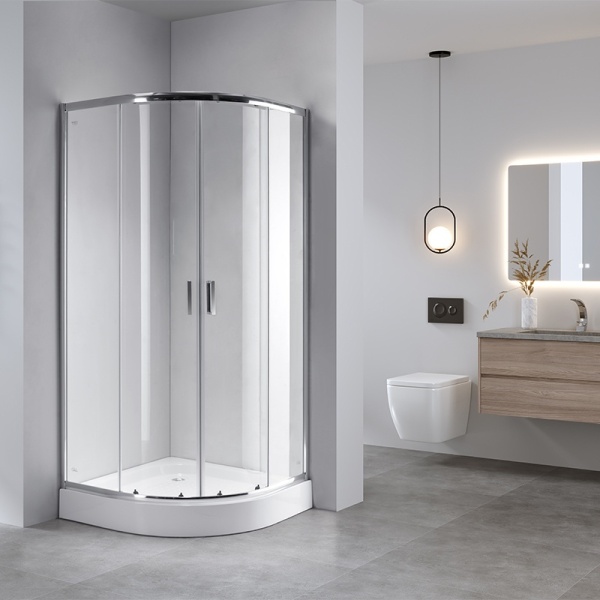 Cabina de dus semicirculara din sticla securizata cu cadita de dus slim antiderapanta KZ94A-SXL01A 80 x 80 cm - Img 2