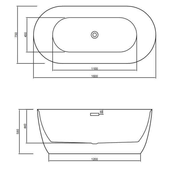 Cada de baie Cesana 518B 160x75cm , Culoare Alb , Deversor Auriu - Img 5
