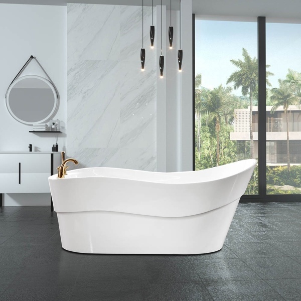 Cada de baie freestanding cu baterie aurie 170X80X72cm - Img 2