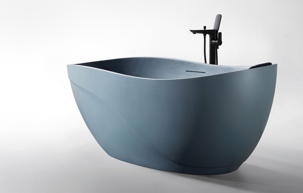 Cada De Baie Freestanding, Desing Modern 170x80x71cm, Strat Abraziv, Culoare Albastru Gri - Img 3