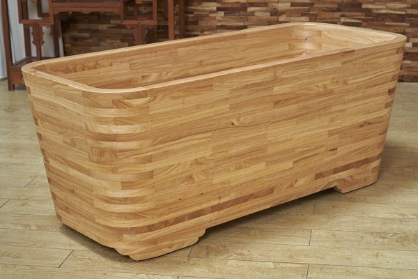 Cada de baie freestanding din lemn, Model dreptunghiular , Dimensiuni 150x65x60 cm - Img 3
