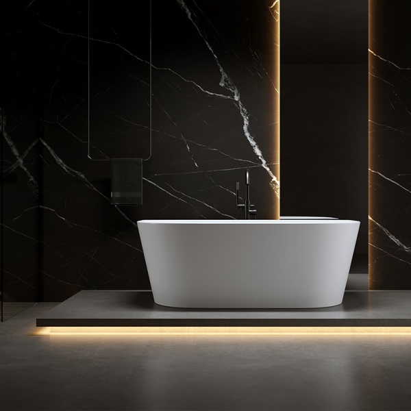 Cada de baie LENA 527C, Dimensiune 160x75cm, Culoare Alb, Deversor Negru - Img 6