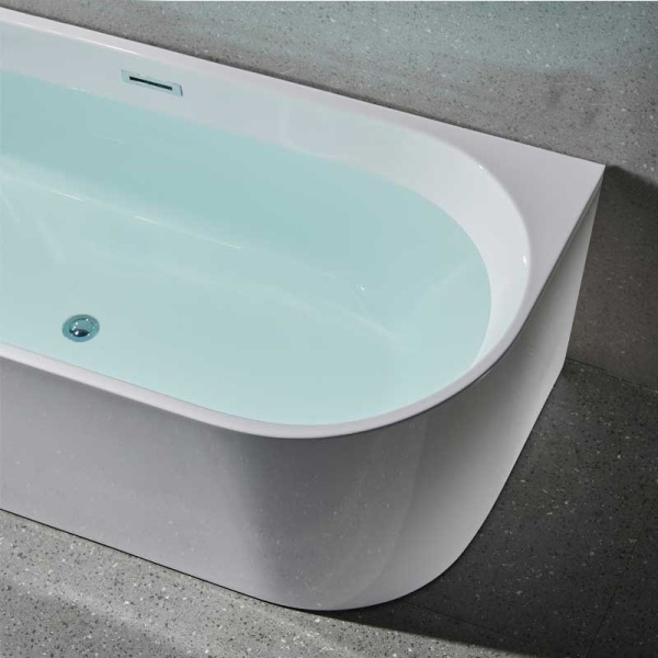 Cada de baie LENA 527D, Dimensiune 170x75cm, Culoare Alb, Deversor Crom - Img 6