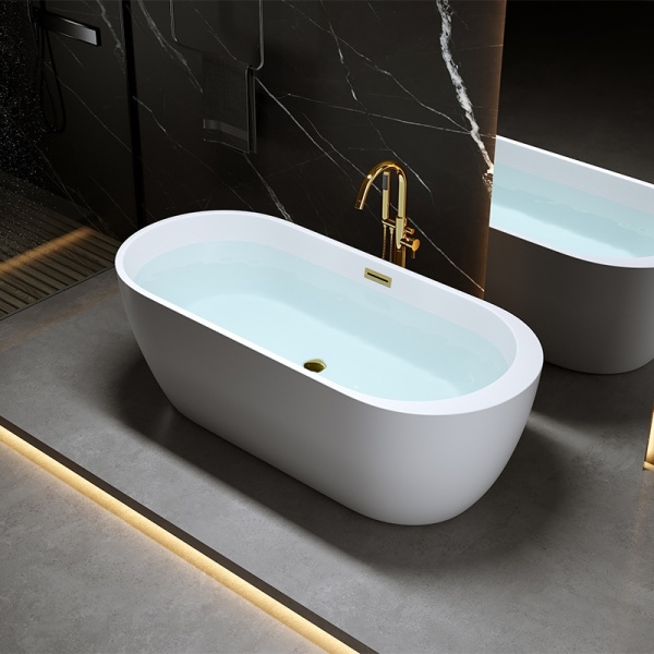 Cada de baie PORTO 503B, Dimensiune 170x75cm, Culoare Alb, Deversor Auriu - Img 3