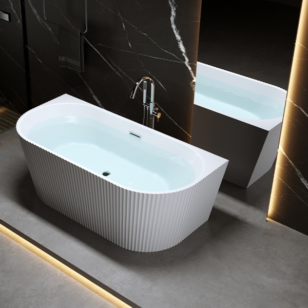 Cada de baie suport CARLO 517C, Dimensiune 160x75cm, Culoare Alb, Deversor Crom - Img 2