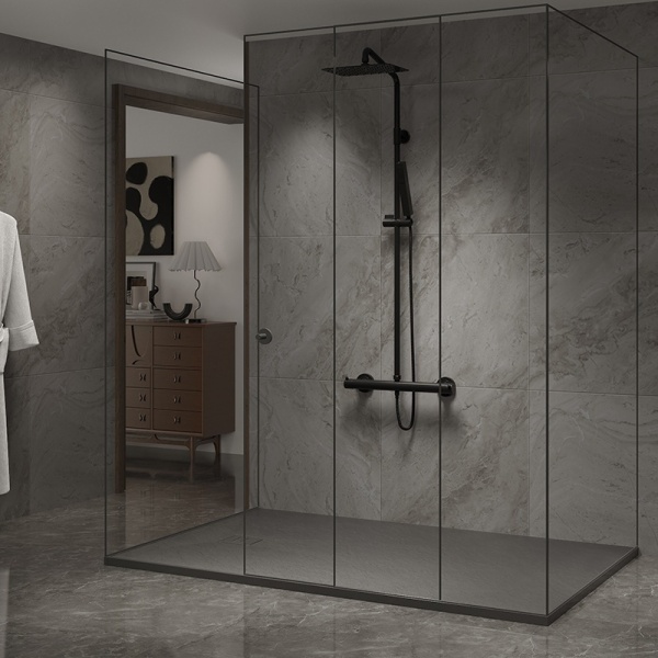 Cadita de dus dreptunghiulara slim RIKO 90x80 cm gri - Img 2