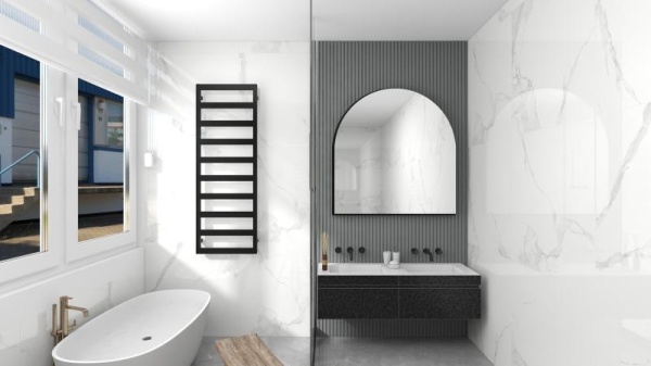 Calorifer de baie Portprosop Cube Black 110x50cm, Culoare Negru - Img 4