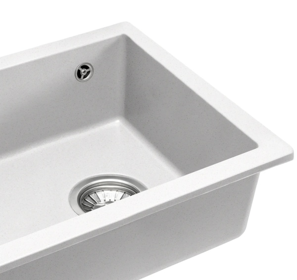 Chiuveta Bucatarie REA GRANIT NELS WHITE, Dimensiuni 46.5 x 56 x 20 cm, 1 Cuva, Incastrabila, Forma Dreptunghiulara, Alb - Img 2
