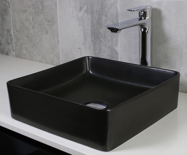 Chiuveta De Blat PRO OSLO, 36x36x 13 Cm, Montaj Pe Blat, Design Deosebit, Forma Dreptunghiulara, Ceramica Sanitara, Negru Mat - Img 6