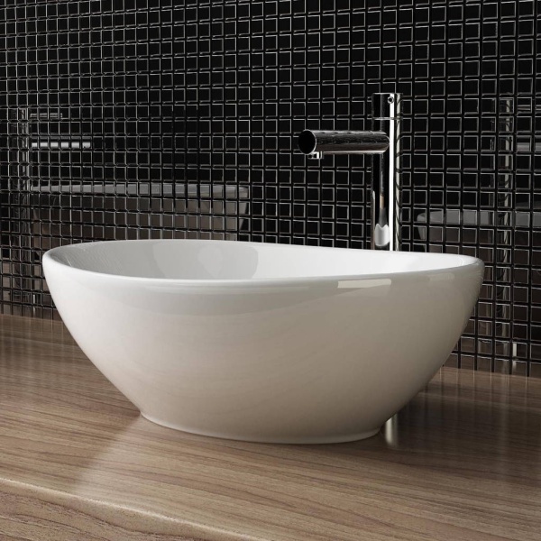 Chiuveta de blat PRO VERA White, Dimensiuni 40.5 x 33.7x 13.5 cm, Forma Ovala, Ceramica sanitara, Alb - Img 6