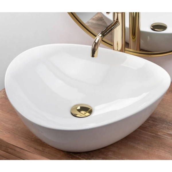 Chiuveta de blat REA ERA ANDREA, Dimensiuni 48 x 43 x 14.5 cm, Forma Ovala, Ceramica sanitara, Alba - Img 3