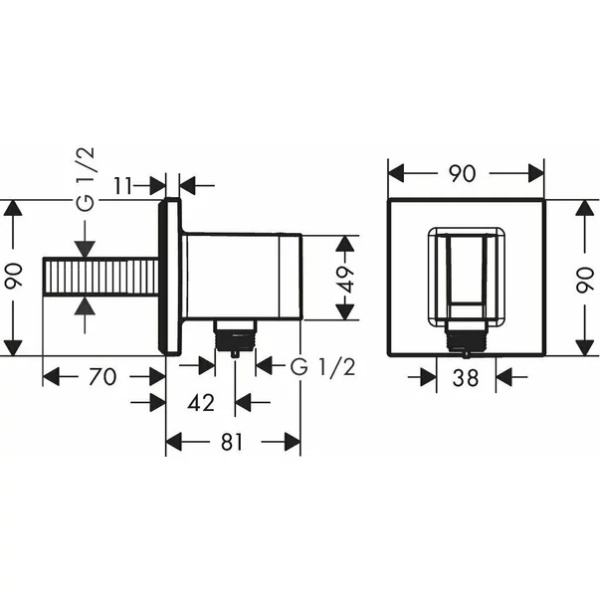 Cot conector cu suport para dus Hansgrohe Fixfit negru mat - Img 2