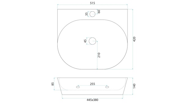 Lavoar ceramic pentru blat REA Kim 52 - Img 3