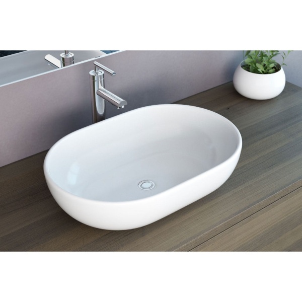 Lavoar de blat ANNA, Dimensiuni 59x 42 x 14 cm, Forma Ovala, Ceramica sanitara, Alb - Img 3