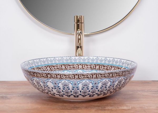 Lavoar de blat REA ARTE BLUE, Forma Rotunda, Ceramica sanitara - Img 2